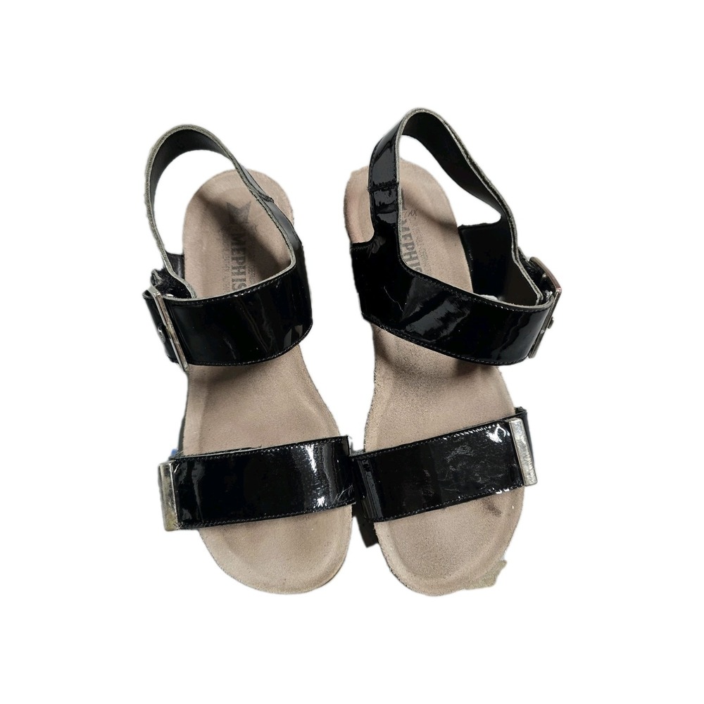 Mephisto Lissandra Black Patent Leather Wedge Sandals Women's Size EU 38 US...